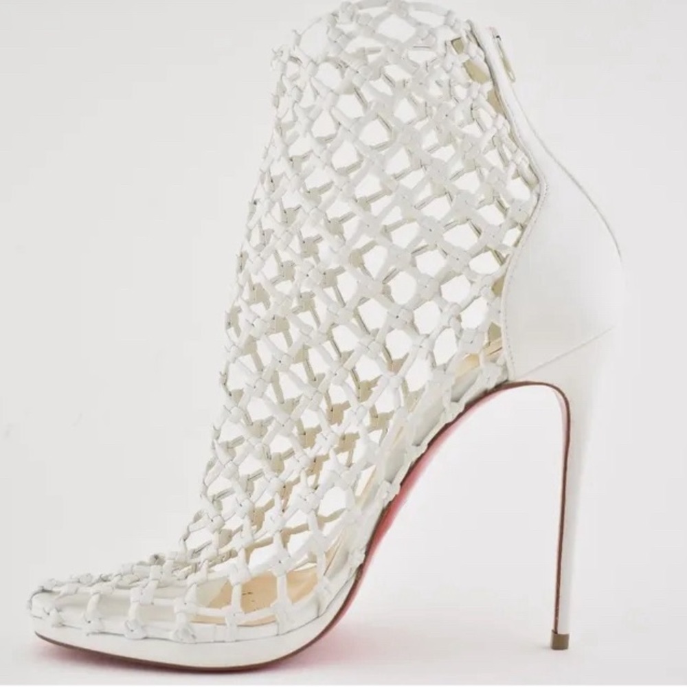 Christian Louboutin White Porligat Woven Leather Ankle Boots ( Size 35 1/2) - Picture 8 of 8